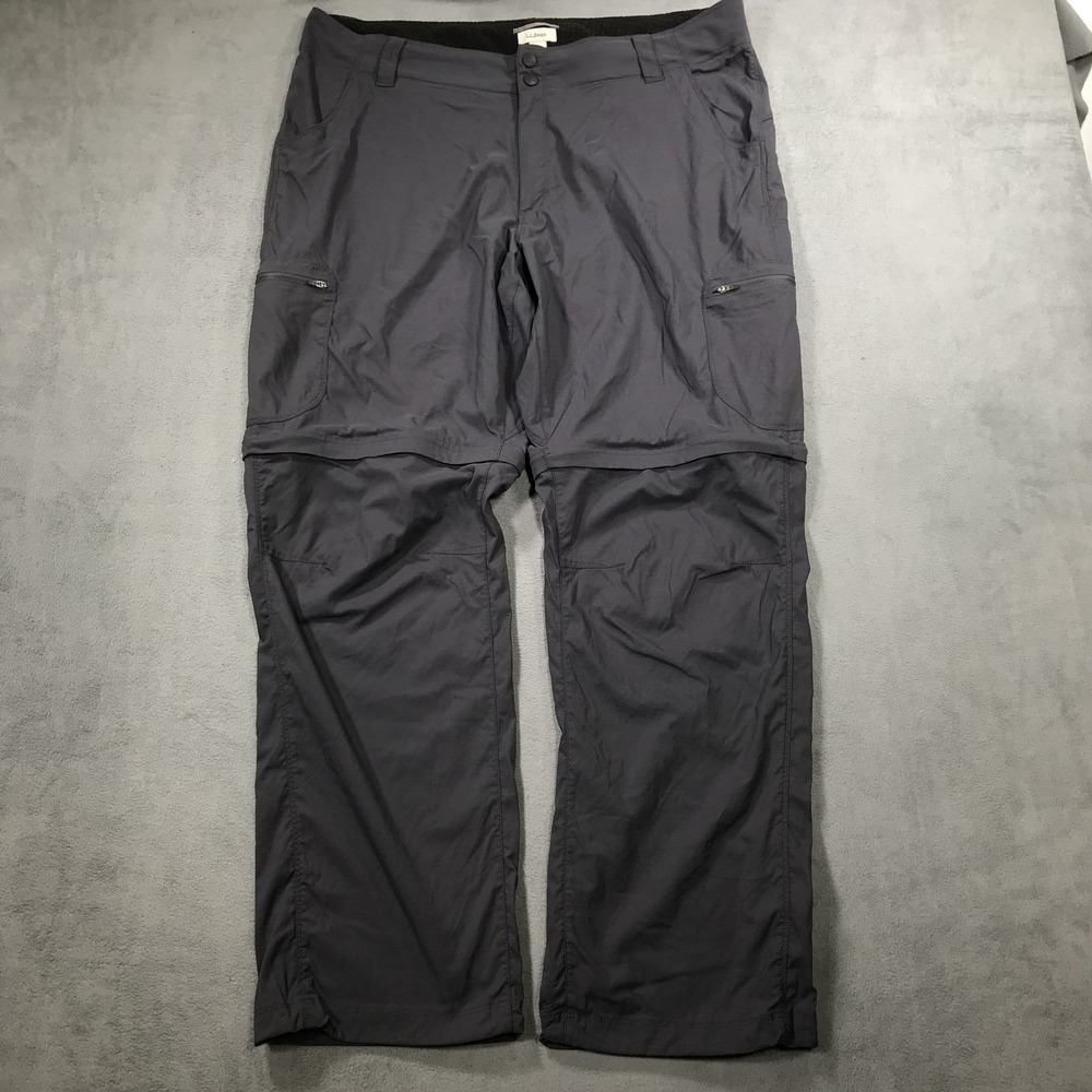 LL Bean Pants Womens 18 Gray Nylon Outdoors Hiking Casual Convertible Stretch